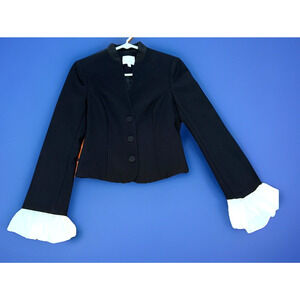 Cinq a Sept Cropped Blazer Black Ivory Size 2